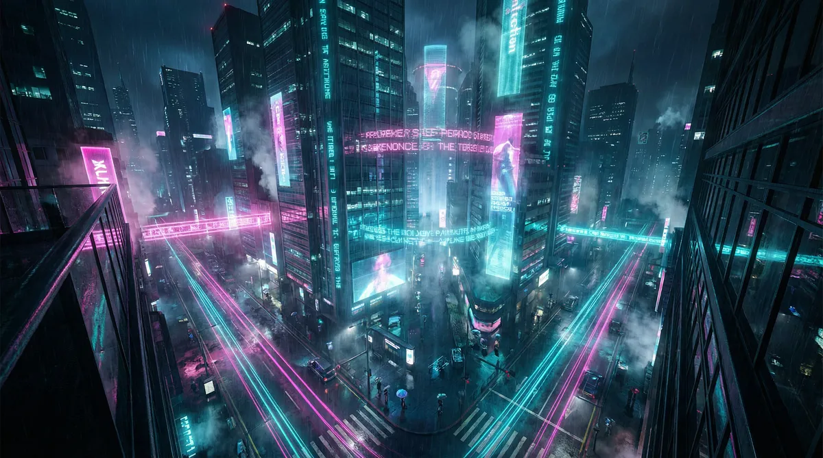 TOBU8 HD高清免费 竖屏短剧平台首页背景 - 赛博朋克都市夜景